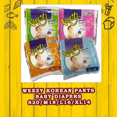 WEEZY XXL (S200pcs M180pcs L160pcs XL140pcs XXL120pcs) WEEZY BABY PANTS PAMPERS (GRED A ) PANTS PULL UP DIAPER PAMPER LAMPIN MURAH KILANG HARGA JIMAT BORONG