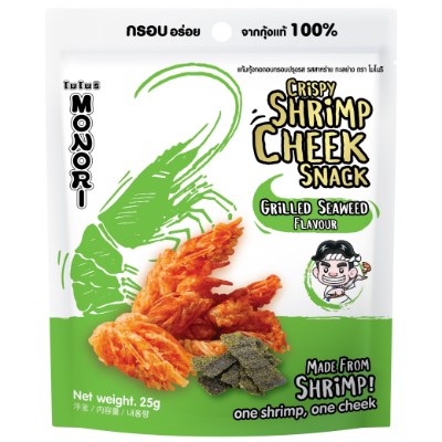 MONORI SHRIMP CHEEK SNACK GRILLED GRILLEDSEAWEED FLAVOR 25G (36 Units Per Carton)