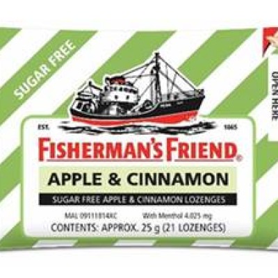 FISHERMAN'S FRIEND Sugar Free Apple & Cinnamon 25gm Pack (24 Units Per Carton)