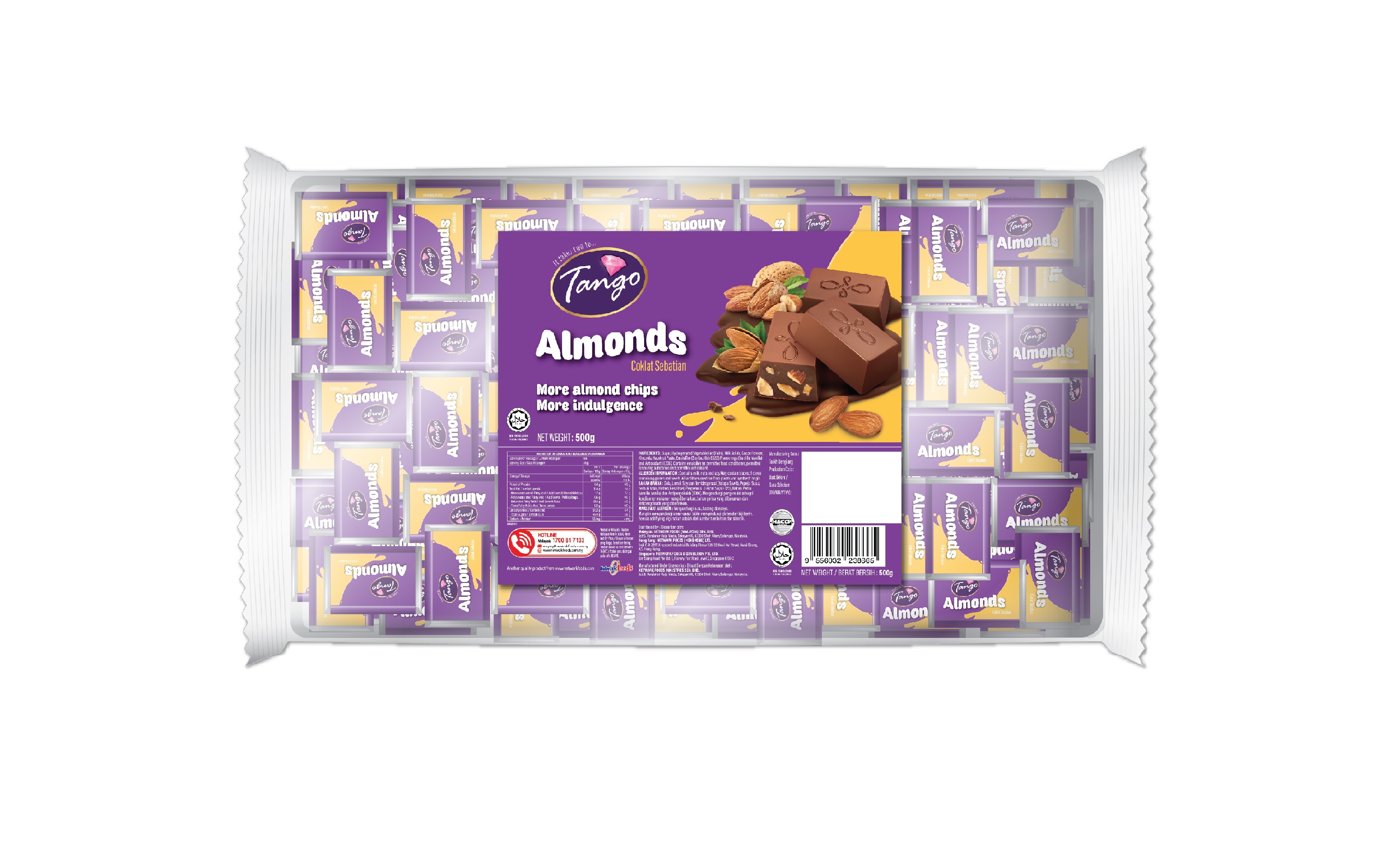 TANGO CHUNKIES BULK PACK 500G ALMOND( 15 Units Per Carton)