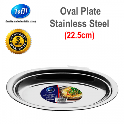 [TOFFI] 22cm Oval Plate Stainless Steel  Steam Fish  Seafood Plate(K8025)