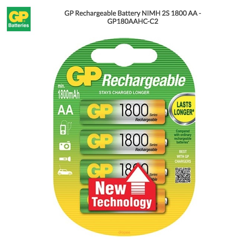 GP Rechargeable Battery NIMH 2S 1800 AA - GP180AAHC-C2 (1 Units Per Outer)