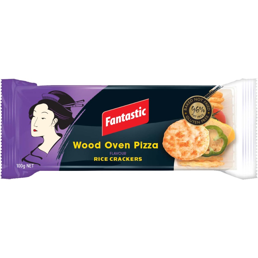 FANTASTIC Rice Crackers Wood Oven Pizza 100gm Pack (12 Units Per Carton)