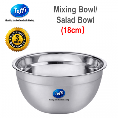 [TOFFI] 18cm Extra Deep Mixing Bowl  Salad Bowl Stainless Steel (K5418)
