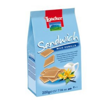 LOACKER Sandwich Milk & Vanilla 200gm Pack (18 Units Per Carton)