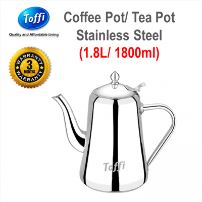[TOFFI] 1.8L Coffee  Tea Pot Stainless Steel  Tehko Bekas Kopi Teh- Hotel Meeting Function Standard (B9818)