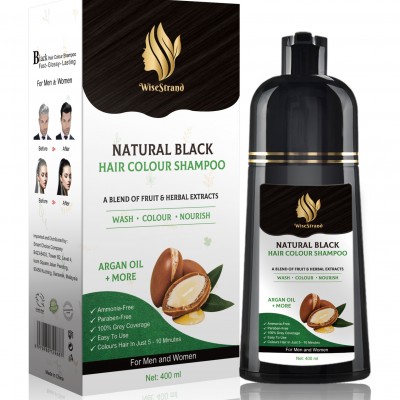 WiseStrand Ammonia-Free Easy-to-Use Hair Colour Shampoo Black Colour 400ml