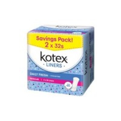 [PRE ORDER ONLY ETA 12-14 Working Days] KOTEX FRESH LINERS REG UNSCENTED 32S X 2