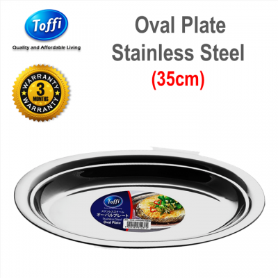 [TOFFI] 35cm Oval Plate Stainless Steel  Steam Fish  Seafood Plate(K8035)