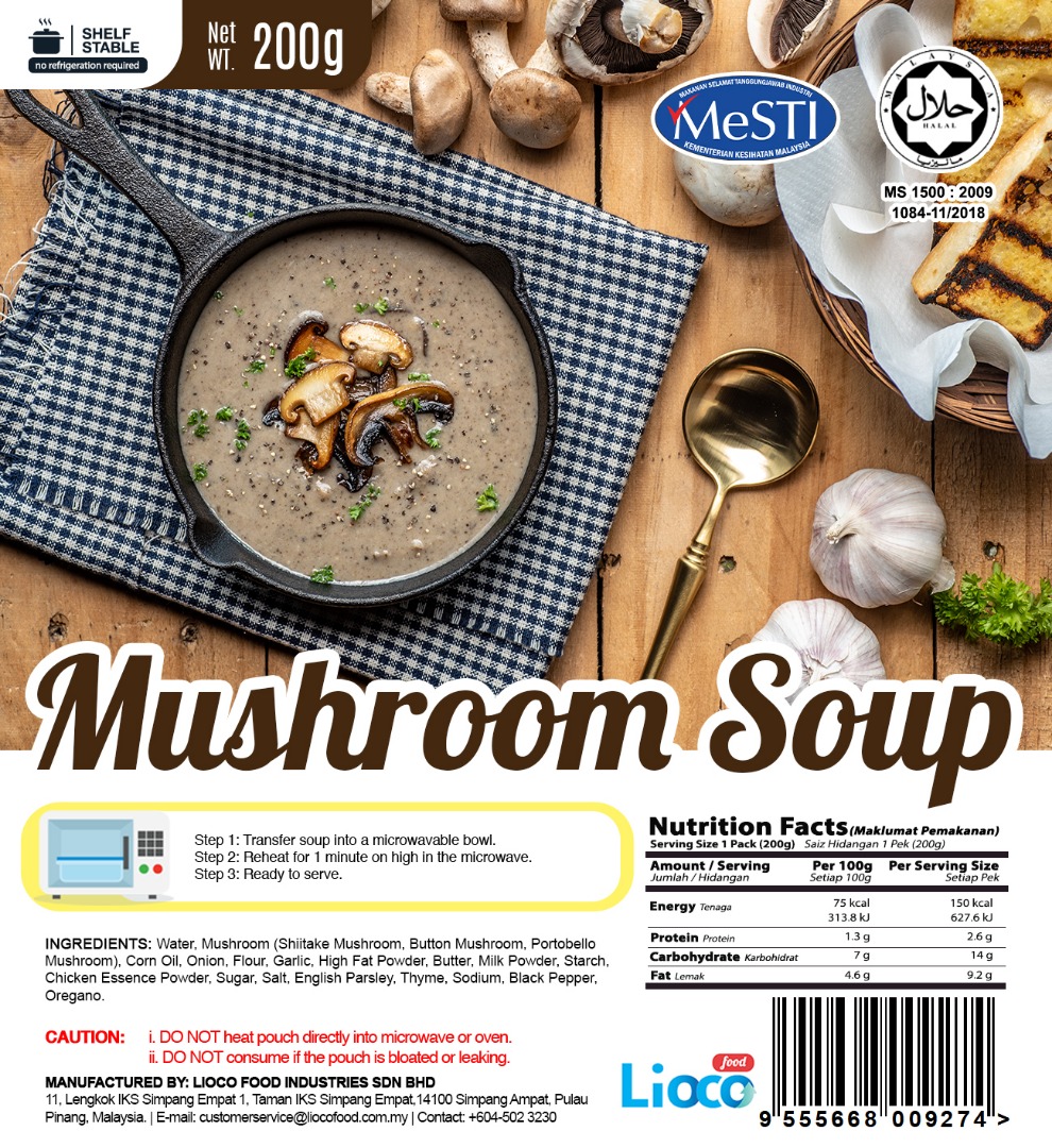 [HALAL- Lioco Food] Mushroom Soup (Value Pack - Marketplace Harian)(48 Pack Per Carton)