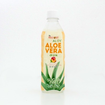 HALAL BUZZY BEE Aloe Vera Sugar Free Drink Peach Flavor 1x24 bottles (500ml each)
