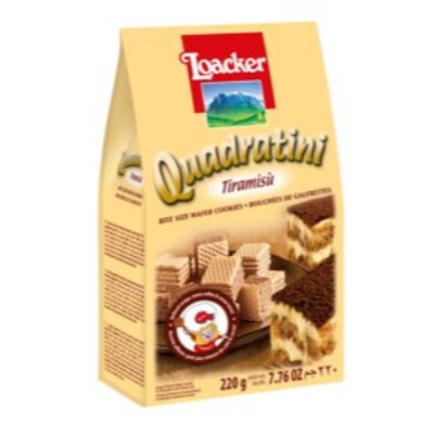 LOACKER Quadratini Tiramisu 220gm Pack (18 Units Per Carton)