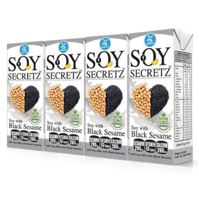 Dutch Mill Soy SECRETZ UHT SOY MILK WITH BLACK SESAME 4 x 180ml Drink