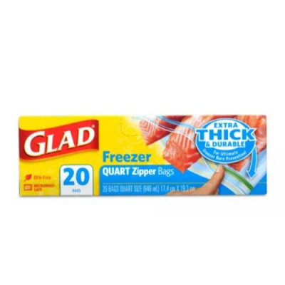 [PRE ORDER ONLY ETA 12-14 Working Days] GLAD FREEZER ZIPPER QUART 12 20CT