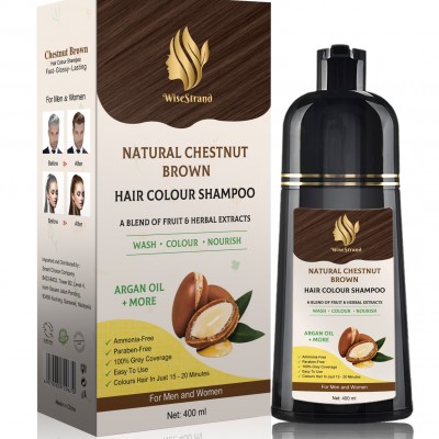 WiseStrand Ammonia-Free Easy-to-Use Hair Colour Shampoo Chestnut Brown Colour 400ml
