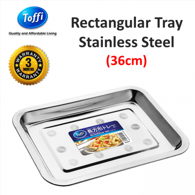 [TOFFI] 36cm ectangular Tray Stainless Steel (K0236)