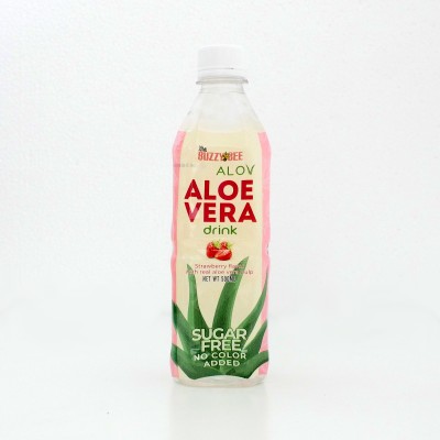 HALAL BUZZY BEE Aloe Vera Sugar Free Drink Strawberry Flavor 1x24 bottles (500ml each)