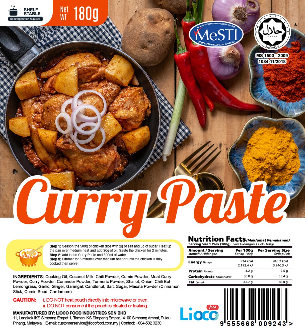 [HALAL - Lioco Food] Curry Paste (Ready To Eat - Marketplace Harian) (48 Pack Per Carton)