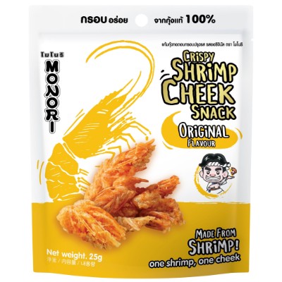 MONORI SHRIMP CHEEK SNACK ORIGINAL FLAVOR 25G (36 Units Per Carton)
