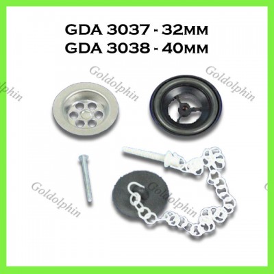 Goldolphin Basin Waste complete with Plug & Brass Chain 32mm 40mm