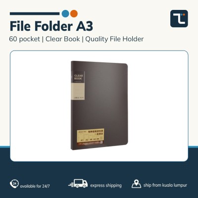 File Folder | A3 | Clear Book | 60 Pockets | Quality File Holder
