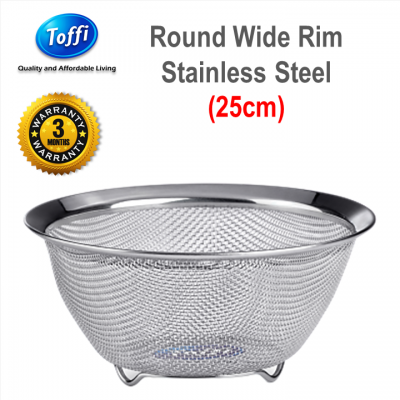 [TOFFI] 25cm Strainer Stainless Steel Round Wide Rim (K8525)
