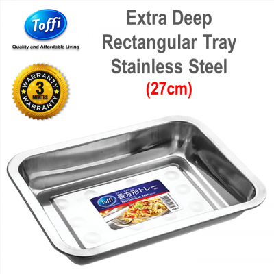 [TOFFI] 27cm Deep Rectangular Tray Stainless Steel (K0427)