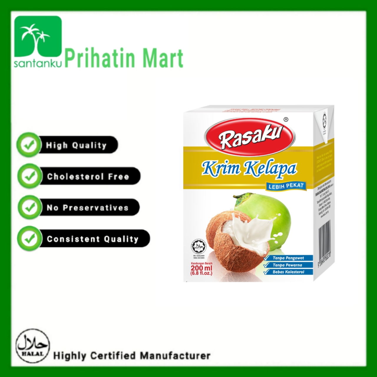 Rasaku Coconut Cream (Gold) 24% 200ml (24 Units Per Carton)