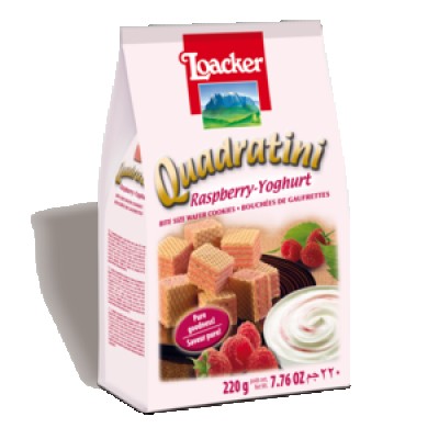 LOACKER Quadratini Raspberry Yogurt 220gm Pack (18 Units Per Carton)