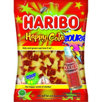 HARIBO Gummies Happy Cola ZOURR 80gm Pack (24 Units Per Carton)