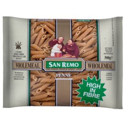 SAN REMO Wholemeal Penne 500gm Unit (12 Units Per Carton)