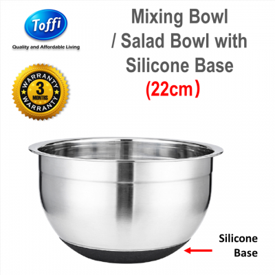 [TOFFI] 22cm Mixing Bowl + Silicone Base  Salad Bowl Stainless Steel (K7422)