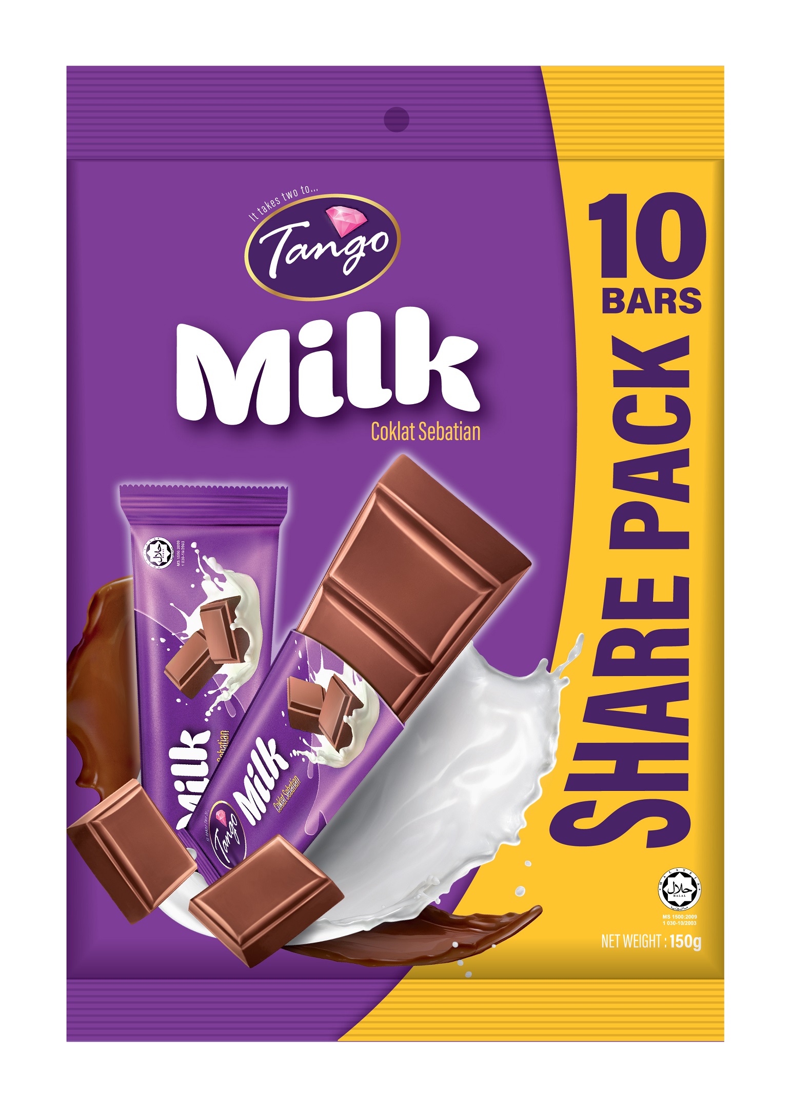TANGO SHARE PACK 150G MILK (24 Units Per Carton)
