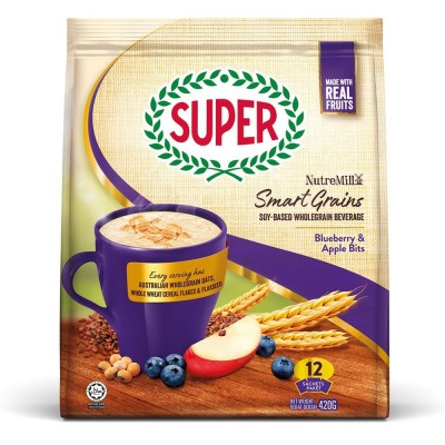 [PRE ORDER ONLY ETA 12-14 Working Days] SUPER NUTREMILL  SMARTGRAINS BLUEBERRY & APPLE BITS 35GX12SAX24P CLS