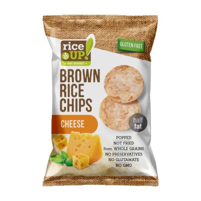RICE UP- POPPED BROWN RICE CHIPS with CHEESE 60g (24 Units Per Carton)