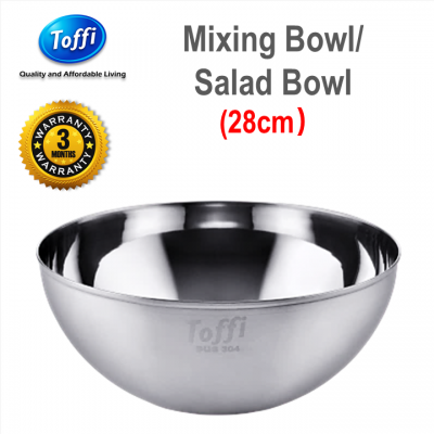 [TOFFI] 28cm Salad Mixing Bowl  Mangkuk Dalam- Toffi Stainless Steel  (K5528)