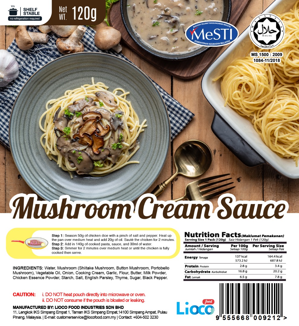 [HALAL - Lioco Food] Mushroom Cream Paste (Ready To Eat - Marketplace Harian)(48 Pack Per Carton)