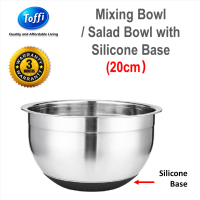 [TOFFI] 20cm [TOFFI] Mixing Bowl + Silicone Base  Salad Bowl Stainless Steel (K7420)