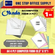 A4 4 PLY NCR COMPUTER PAPER 270 SET - 9.5'' X 11'' ( W, P, Y, B )
