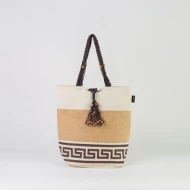 # AB 1 - TOSSA Fashion Jute Bag - Swastik print  Natural (500 gm. Per Unit)