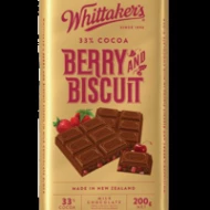 WHITTAKER'S Blocks Berry & Biscuit 200gm Pack (14 units perCarton) (14 Units Per Carton)