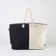 # RB 143 Black & Off white - TOSSA Fahion Jute Bag (10 Units Per Carton)