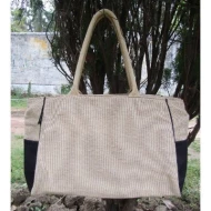 # AA 13 - TOSSA Fashion Jute Bag /Natural Jute &Black (400 gm. Per Unit)