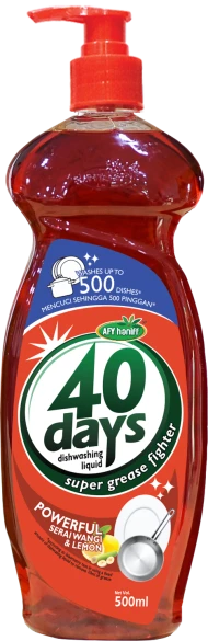 40 DAYS DISHWASH SERAI WANGI & LEMON 500ML (12 Units Per Carton)