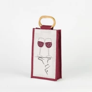 # WB 04 - TOSSA Jute Wine Bottle Bag   double maroon (150 gm. Per Unit)