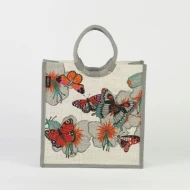 # AB 12 - TOSSa Fashion Jute Bag - butterfly priny/gray (300 gm. Per Unit)
