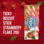 TICKY STRAWBERRY WITH YOGURT FLAKE 20G (144 Units Per Carton)