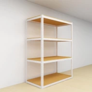 Warehouse Boltless Storage Rack 4 Level Wood Shelves 2100 H x 1200L x 600 D (White)