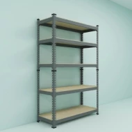 2-IN-1 Storage Rack 5 Level Wood Shelves 1800 H x 900L x 300 D (Black)