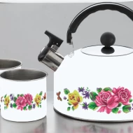 Stainless Steel Whistling Tea Kettle Tea set Tea Pot Stovetop Anti-hot Handle and Loud Whistle 3L with 4pcs stainless steel Mugs